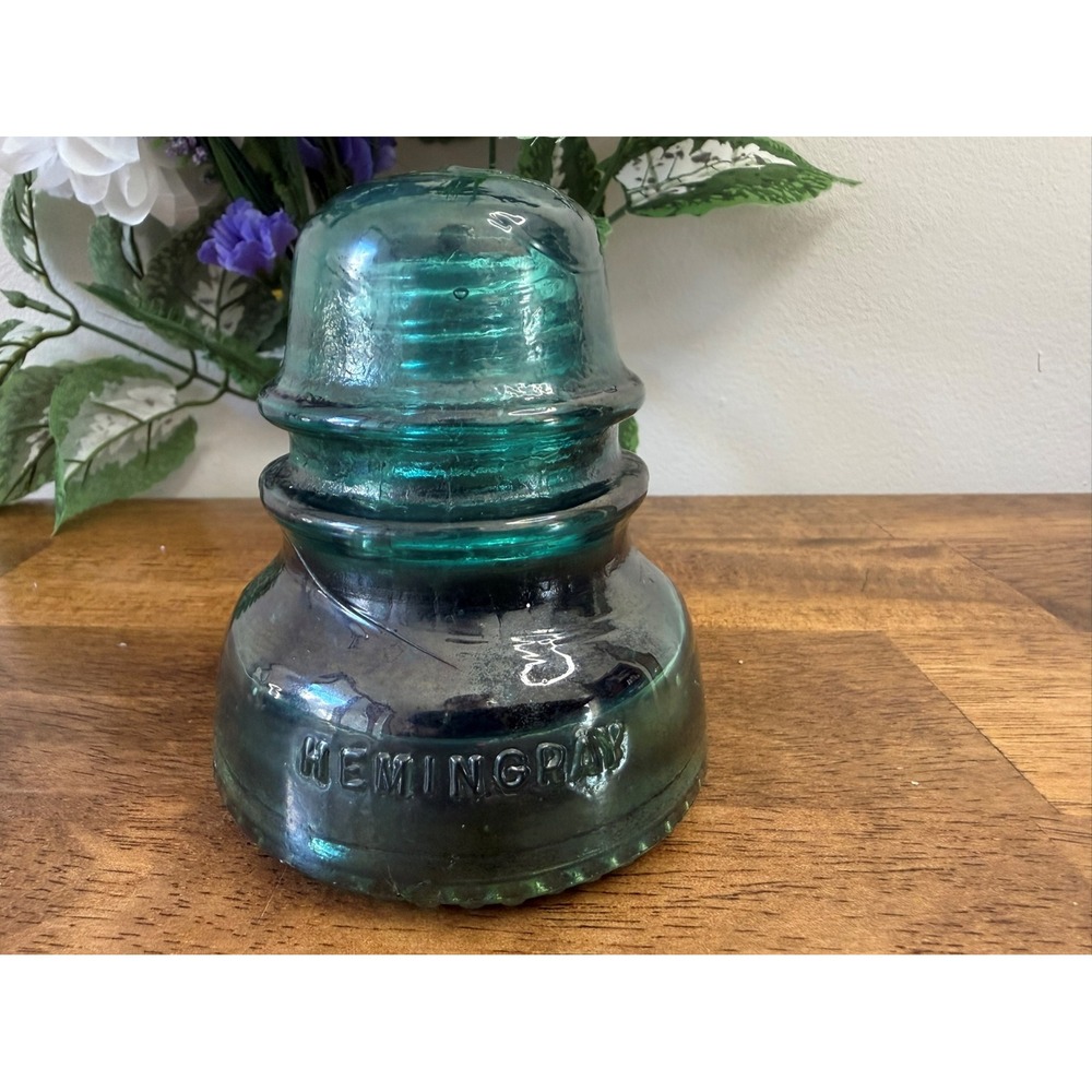 Vintage Hemingray No. 40 Aqua‎ Glass Insulator Glass Collection Decor Retro